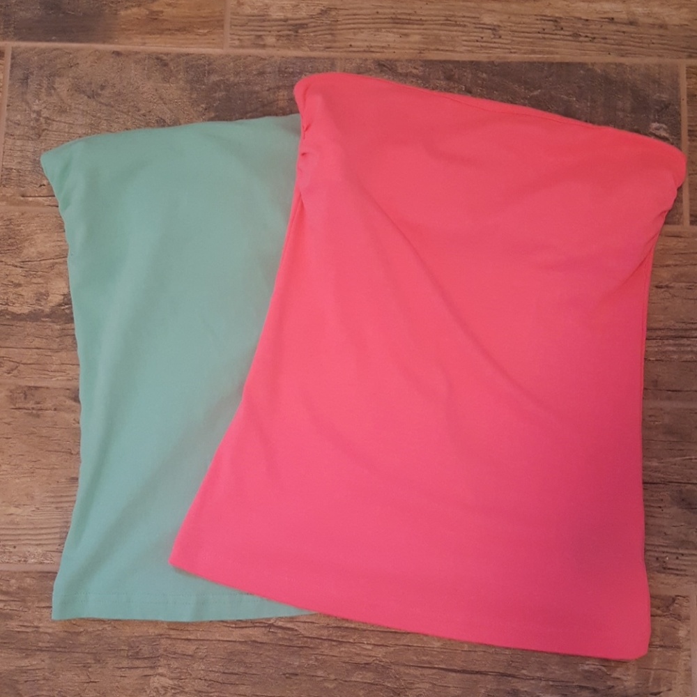 Pink and teal tube tops